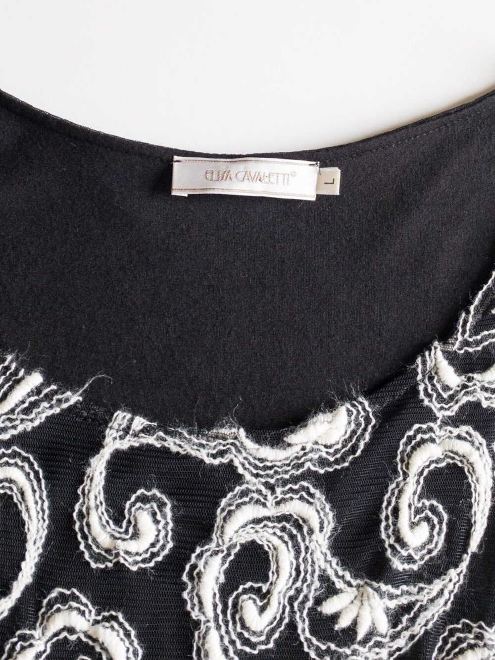 Elisa Cavaletti Italy Embroidered Mesh Layered Midi Dress Black White Size Large - Picture 6 of 9